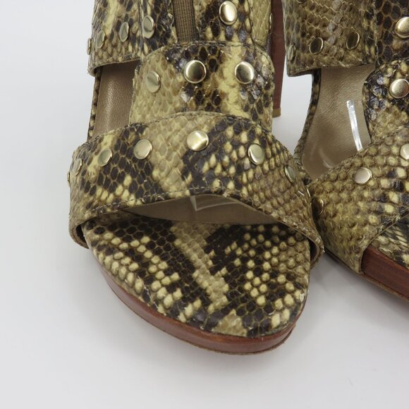 Stuart Weitzman Women 9 M AIRFORCE Roccia Serpent Snakeskin Studded Heels Y2K - Picture 3 of 13